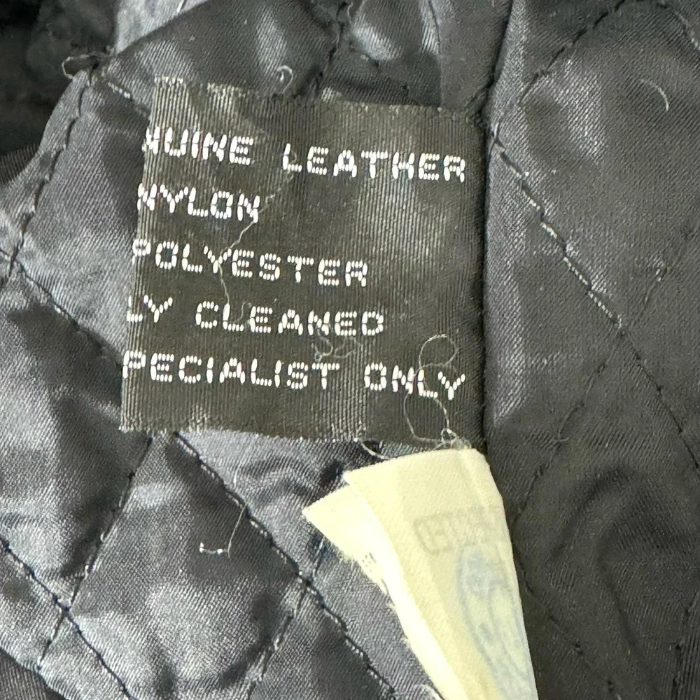 Vintage Black Leather Jacket Mens Medium 90s Grunge Americana Button Front
